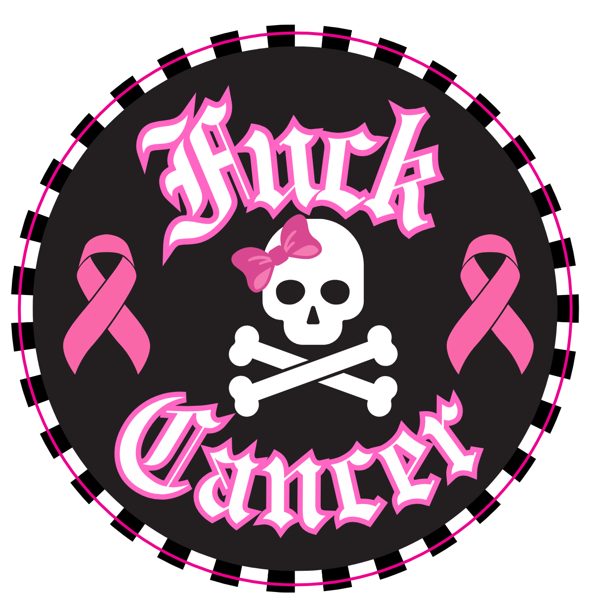Fuck Cancer Bow & Skull — Circle shaped pasties