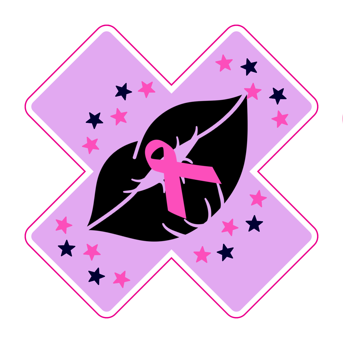 Pink Ribbon Kiss Cross — X-Cross shaped pasties