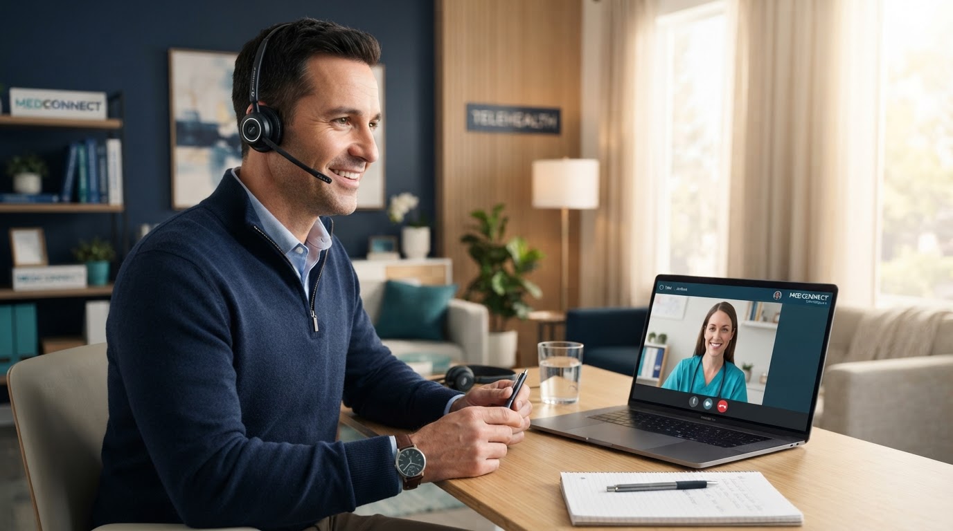Patient on a telemedicine video consultation with a provider