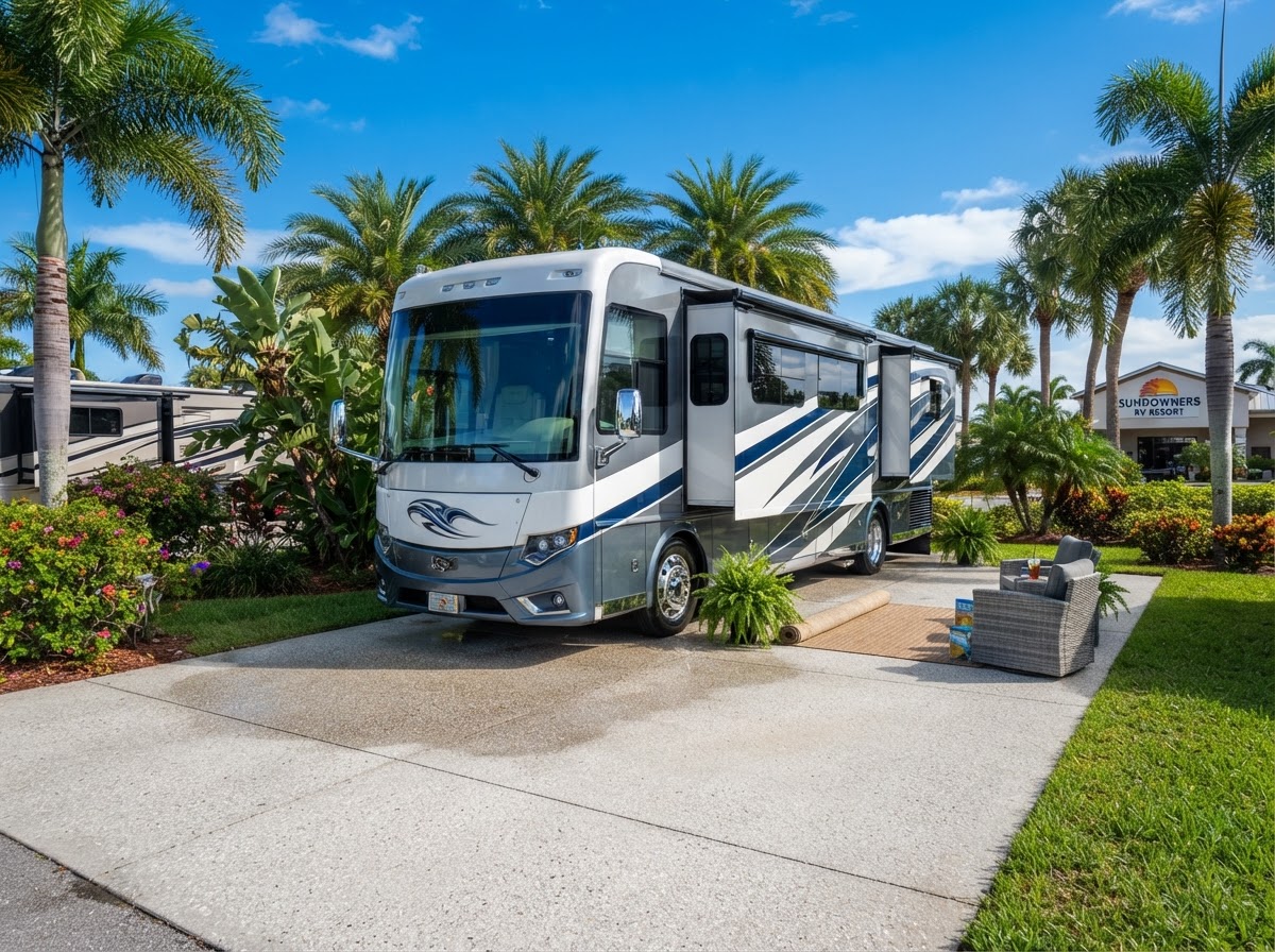 Clean RV motorhome and camper washing
