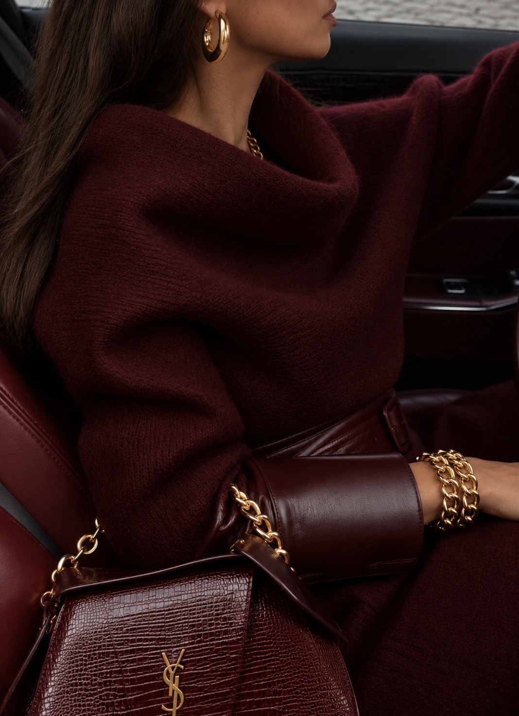 Olivia Feldtmann in Wine Knitwear