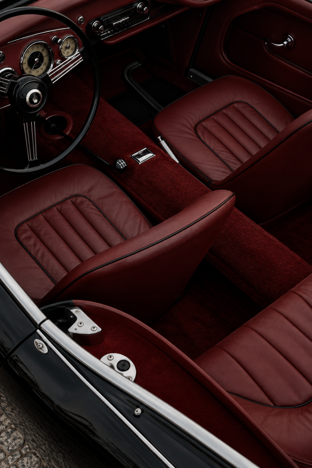 Vintage Red Leather Car Interior