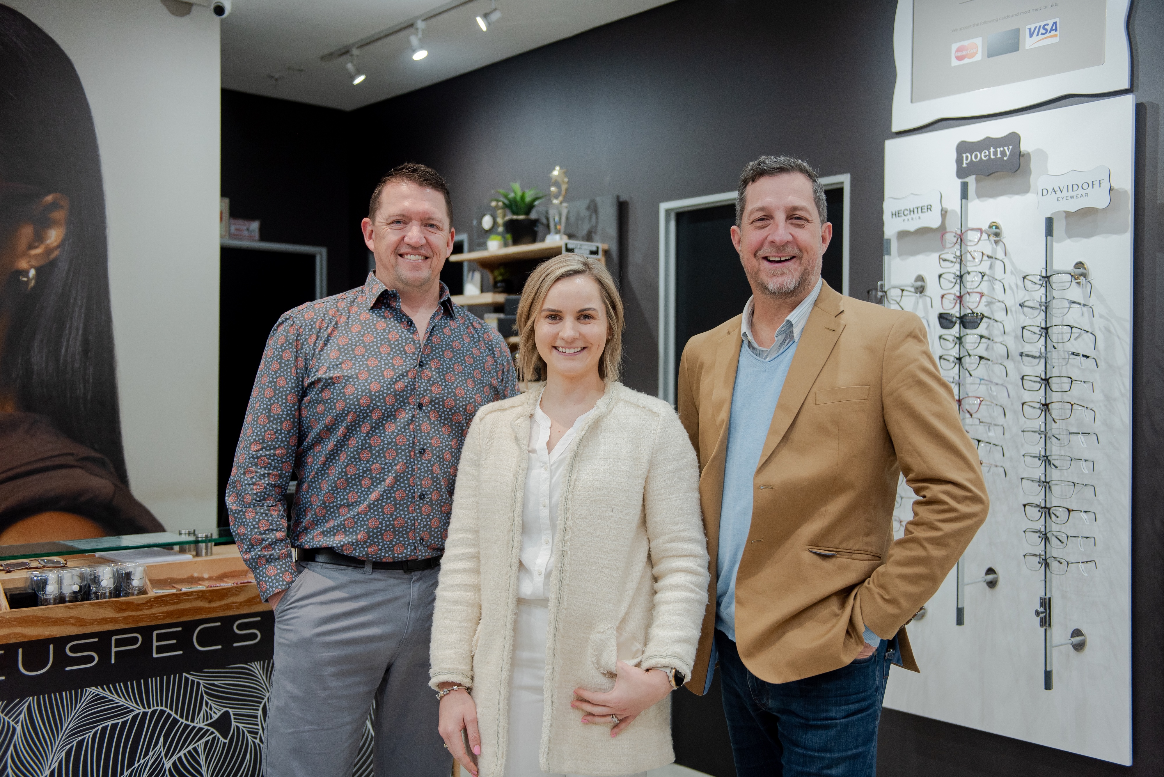 Charl van Zyl, Carike Alberts and Arnold van der Wat at BAYEYEQ in Kabega Park