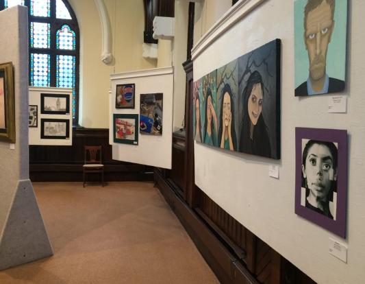 Barron Arts Center gallery interior featuring community art exhibition