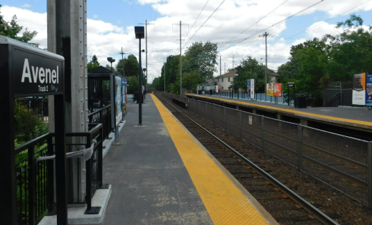 Avenel NJ TRANSIT train station platform with tracks