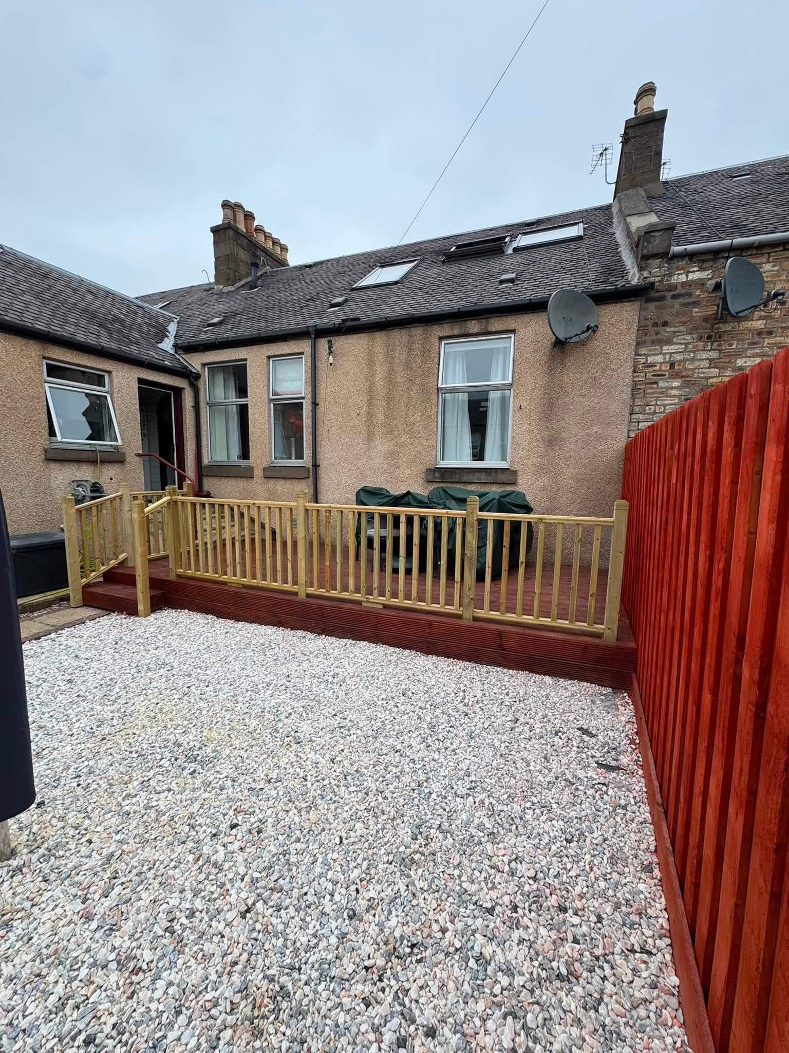 Timber decking and gravel garden landscaping by MMA All Trades Dundee