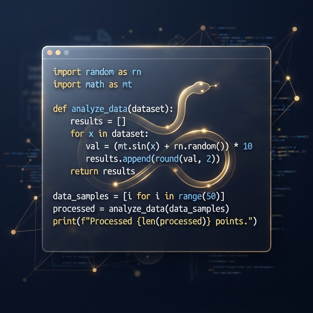 Python — online technical programme visual for Python programming and application development.