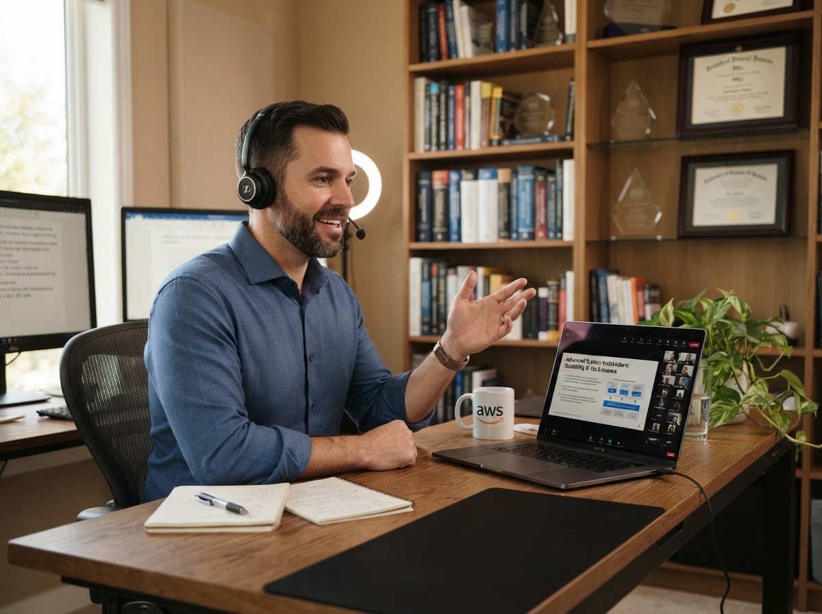 Subject-matter expert conducting an online technical session as a resource person