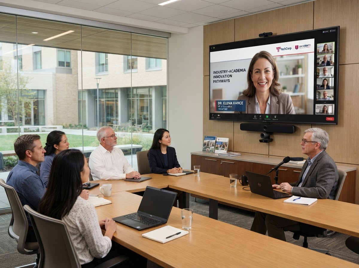 Industry expert interacting with college faculty through a virtual platform