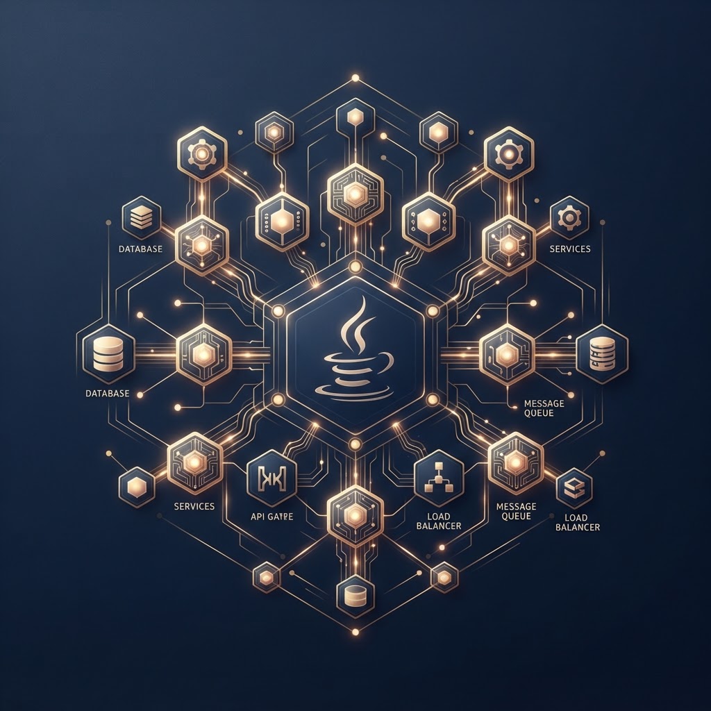 Java — online technical programme visual for Java application development and backend systems.