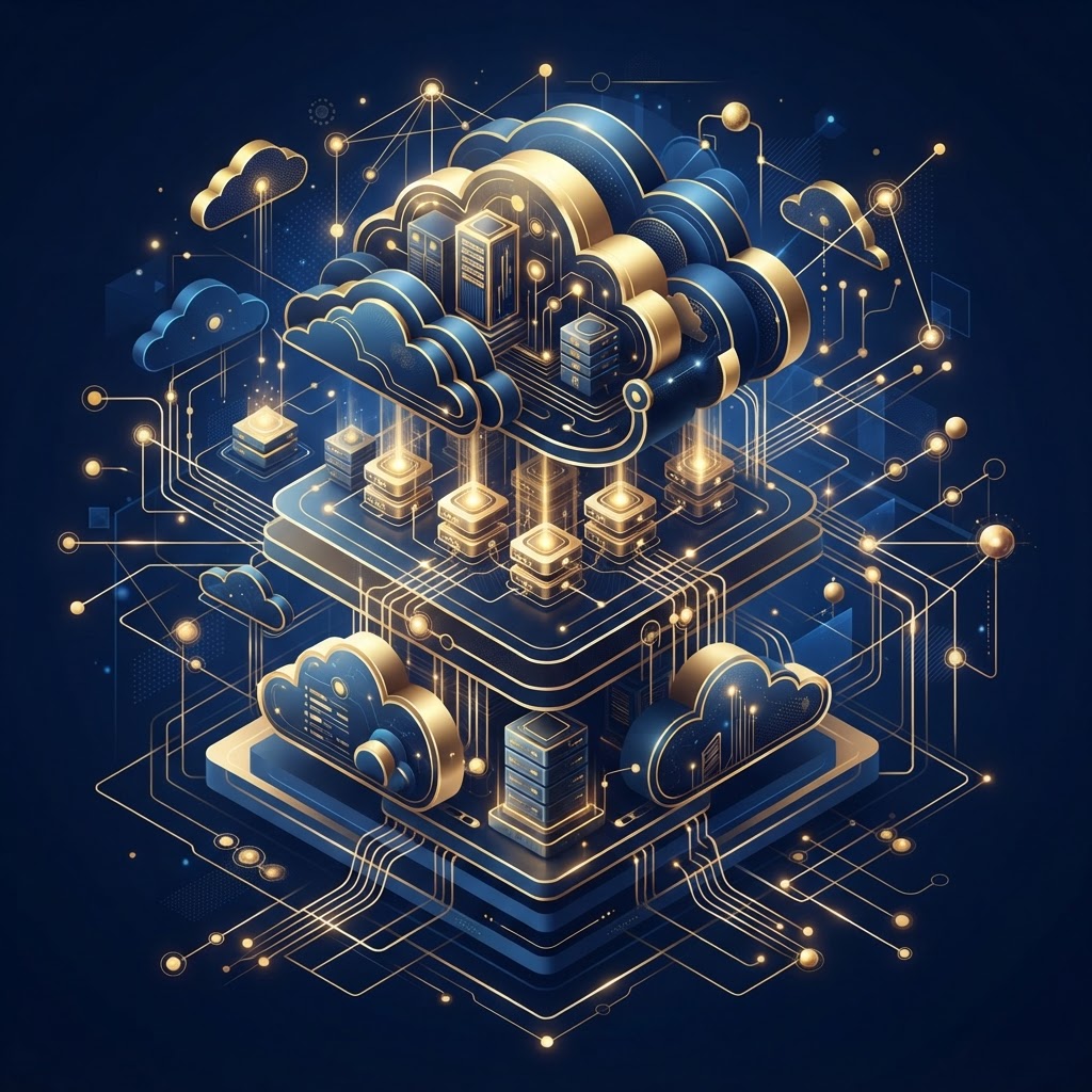 AWS & Cloud Computing — online technical programme visual for Cloud infrastructure and deployment architecture.