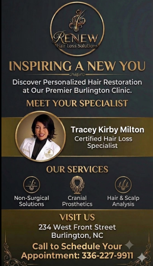 Renew Hair Loss Solutions - Inspiring A New You by Tracey Kirby Milton at 234 West Front Street Burlington, NC