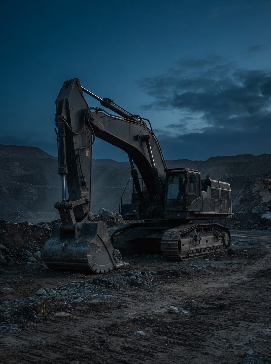 Heavy earthmoving equipment isolated at a remote extraction concession — SOAR heavy plant recovery