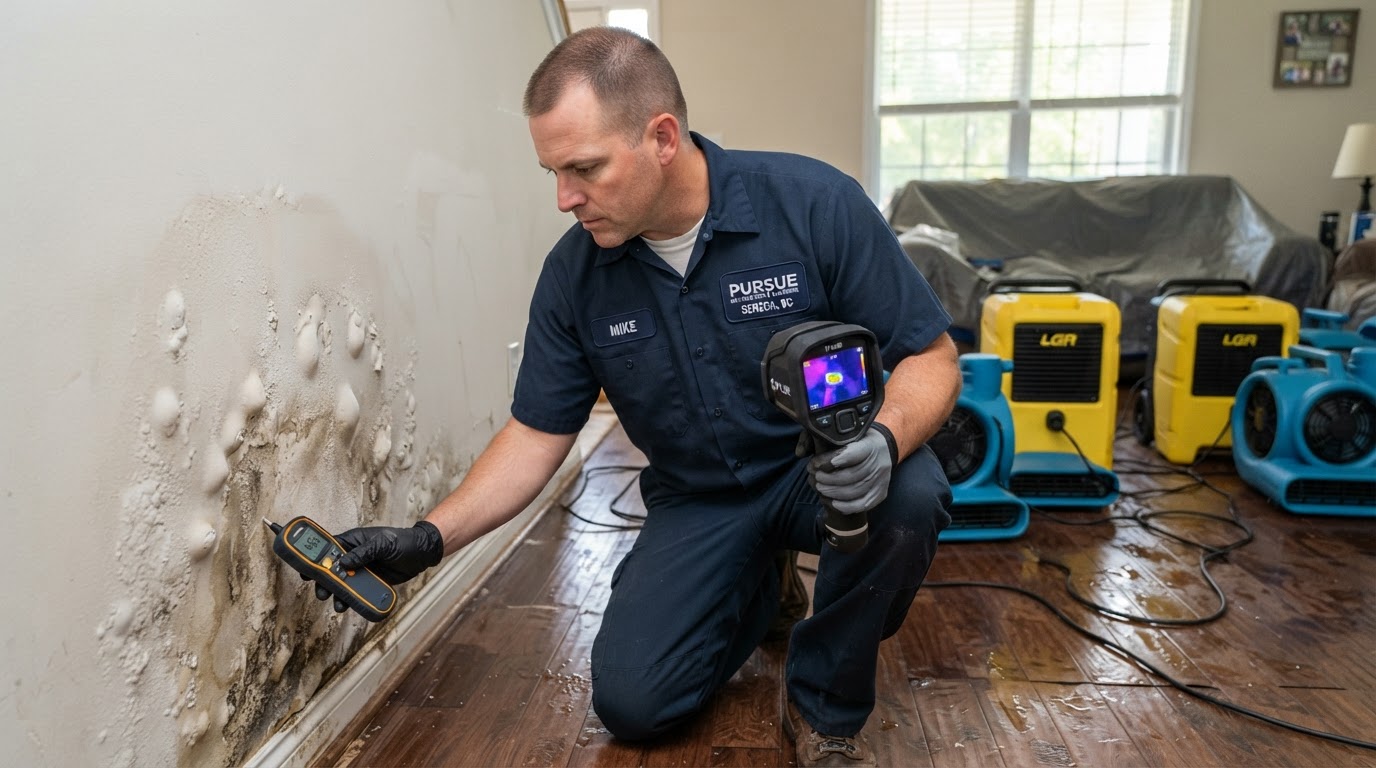 Pro-Kleen Restoration technician performing property damage restoration in Seneca SC