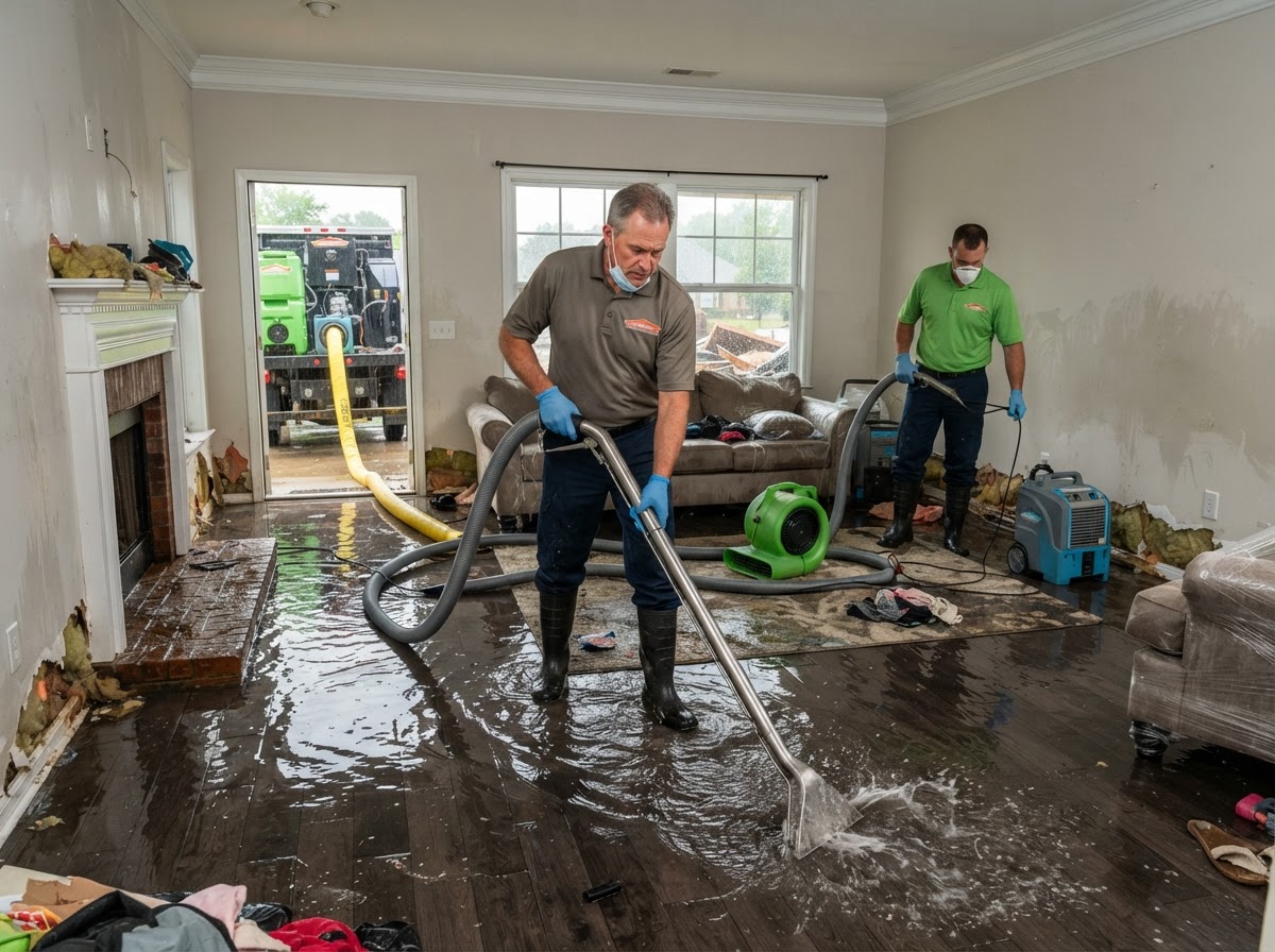 Flood damage cleanup and water removal near Seneca
