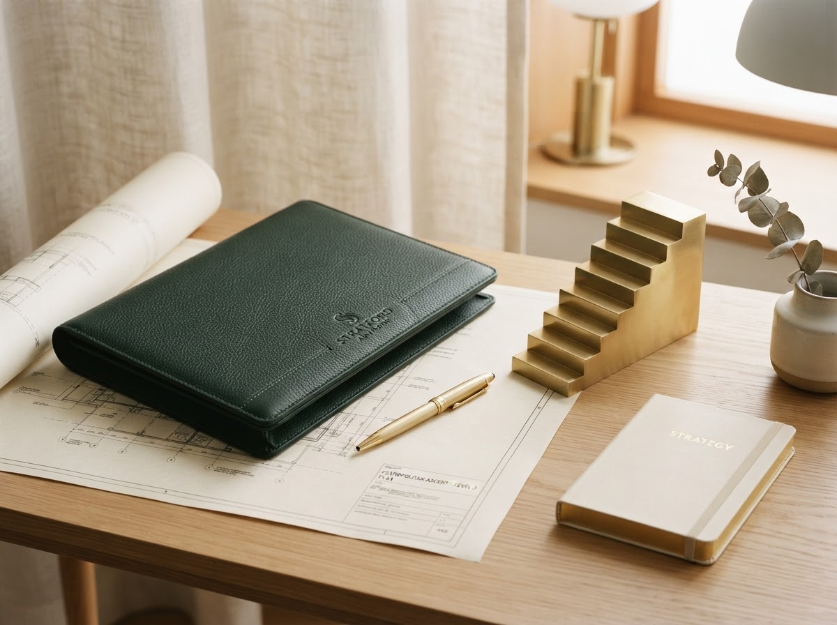 MYNT consulting workspace with strategy documents and a brass growth model