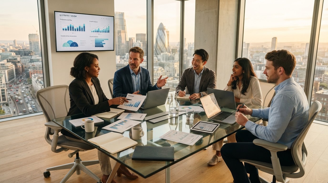 SORTIFY consulting team collaborating in a modern office