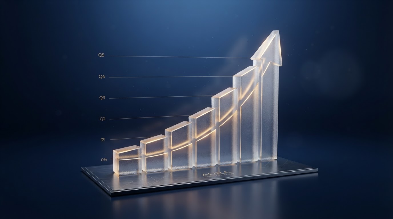 Ascending bar chart representing growth outcomes