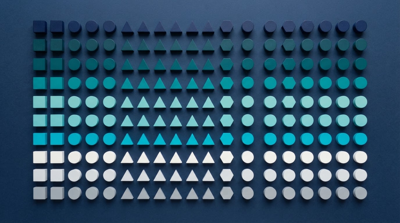 Organized geometric blocks representing sorted business systems