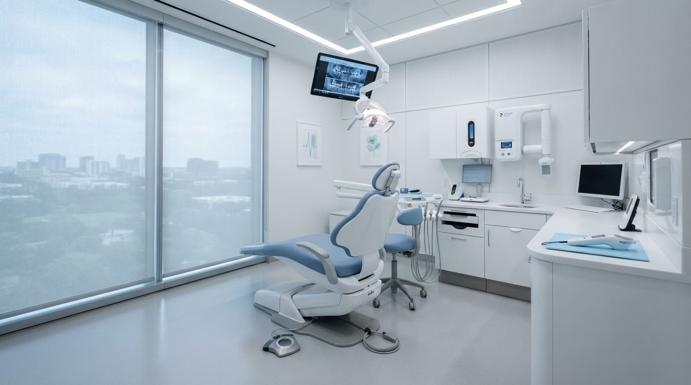Bright, modern dental treatment room at Verdant Dental