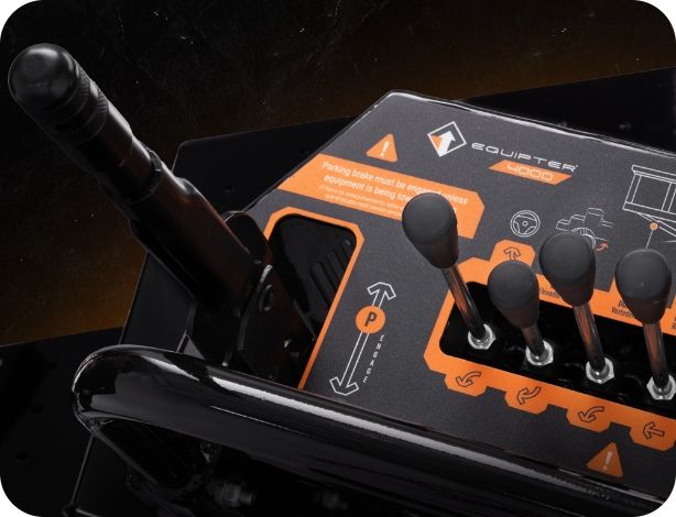 Close-up of the intuitive Equipter 4000 operator control panel with hydraulic levers