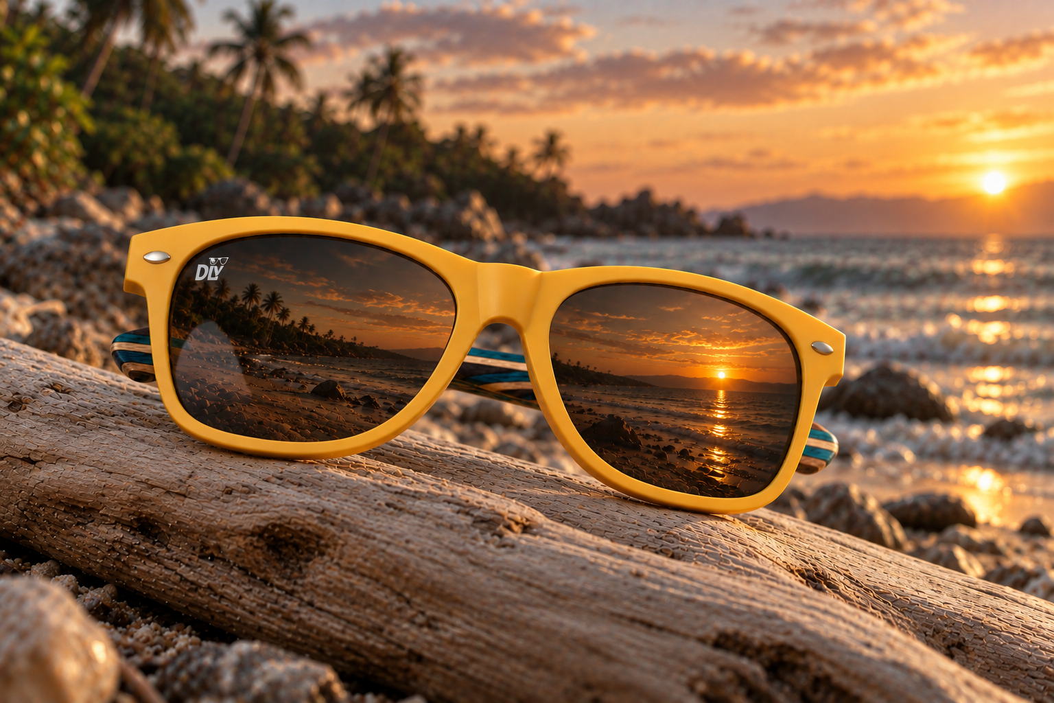 Sunburst Amber Gold — bamboo-arm polarized sunglasses
