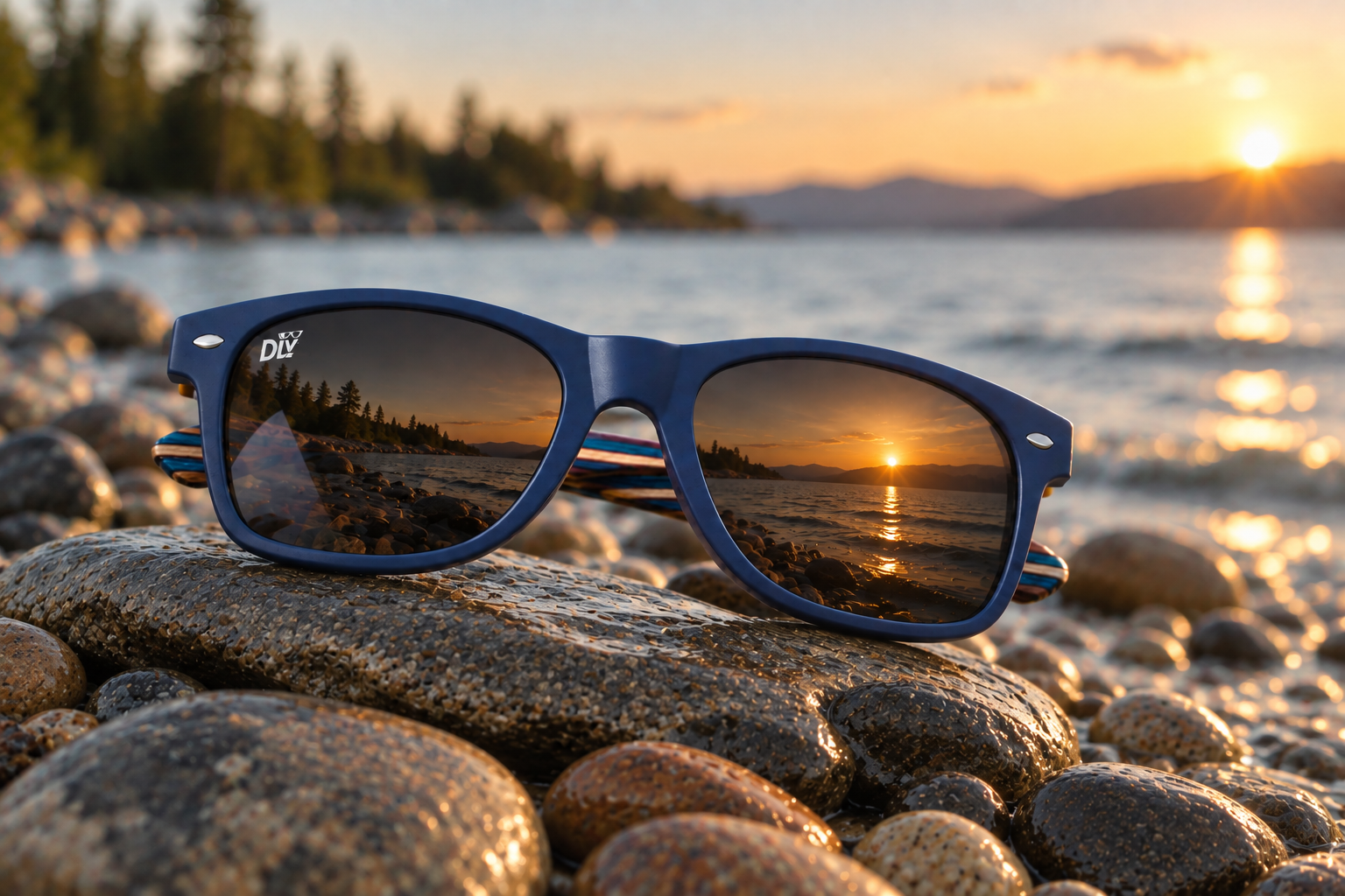 Deep Slate Blue — bamboo-arm polarized sunglasses