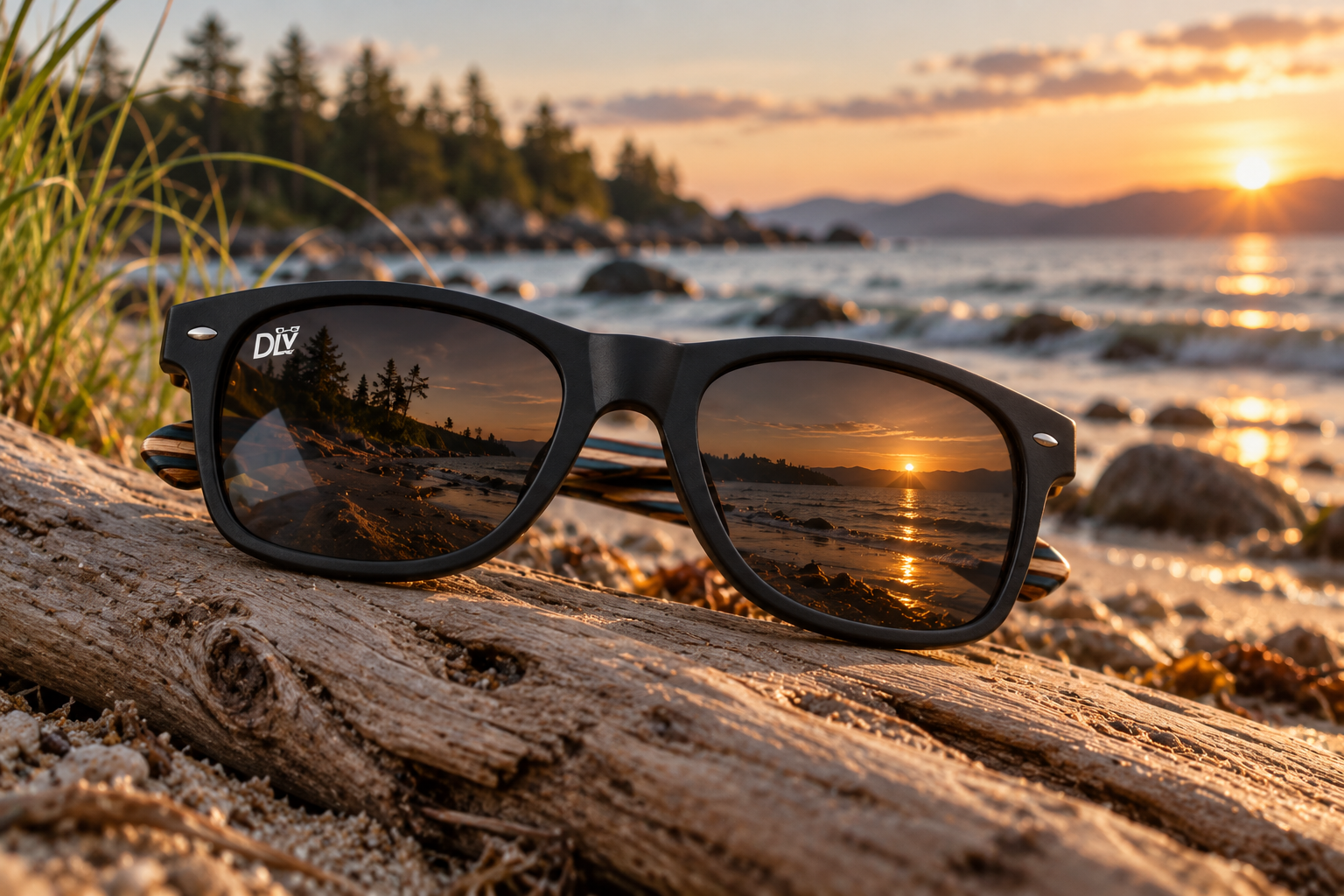 Classic Matte Black — bamboo-arm polarized sunglasses