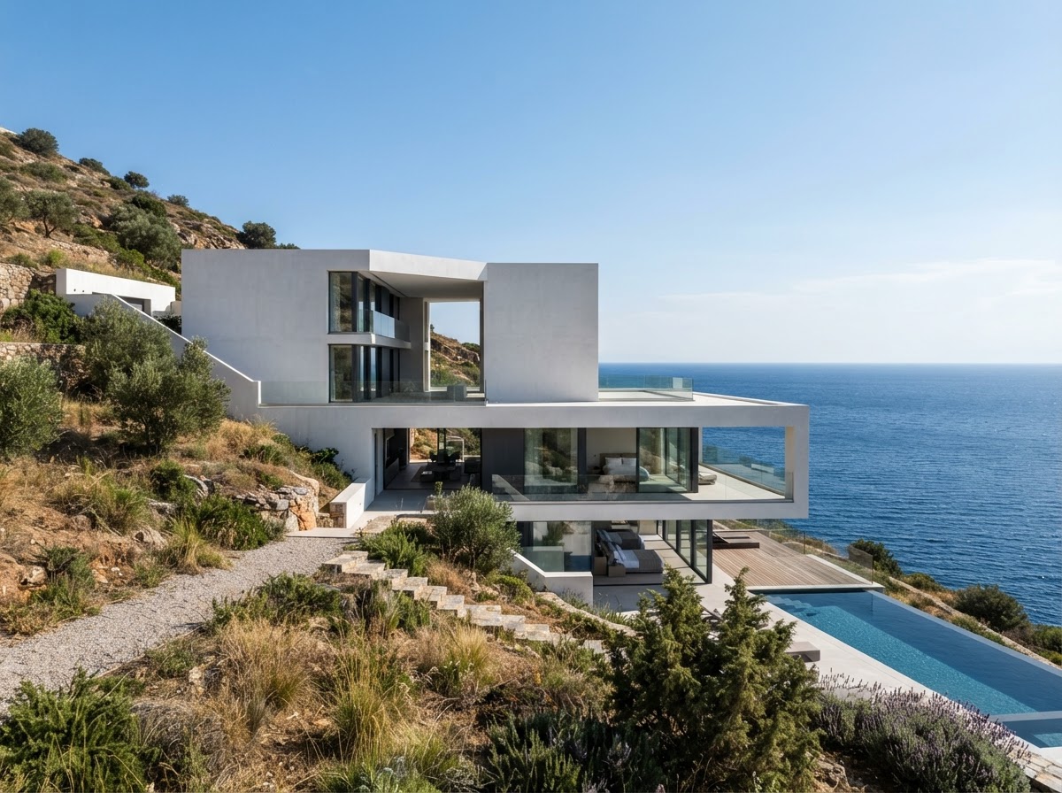 Maison Atlantique, white volumes stepping toward the Atlantic