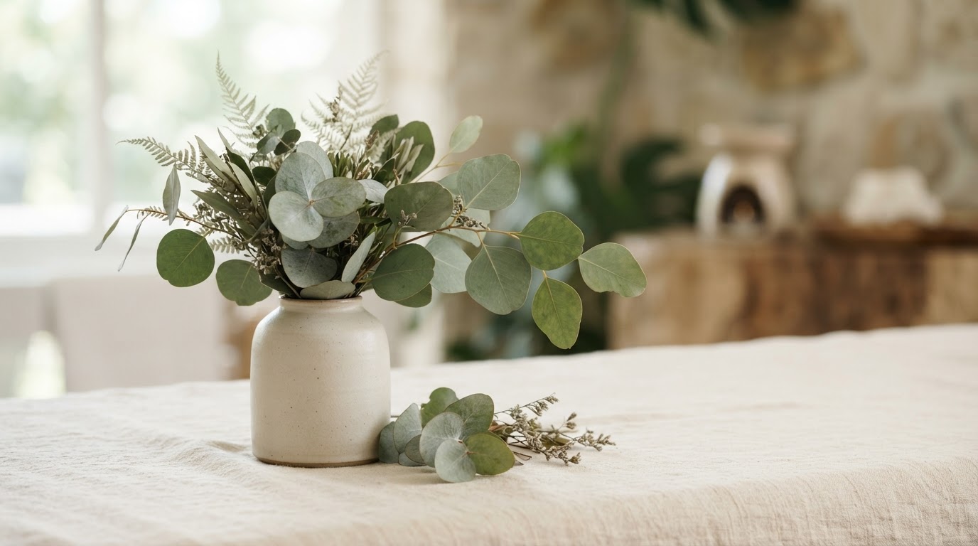 Soft sage botanical elements representing calm, whole-person care