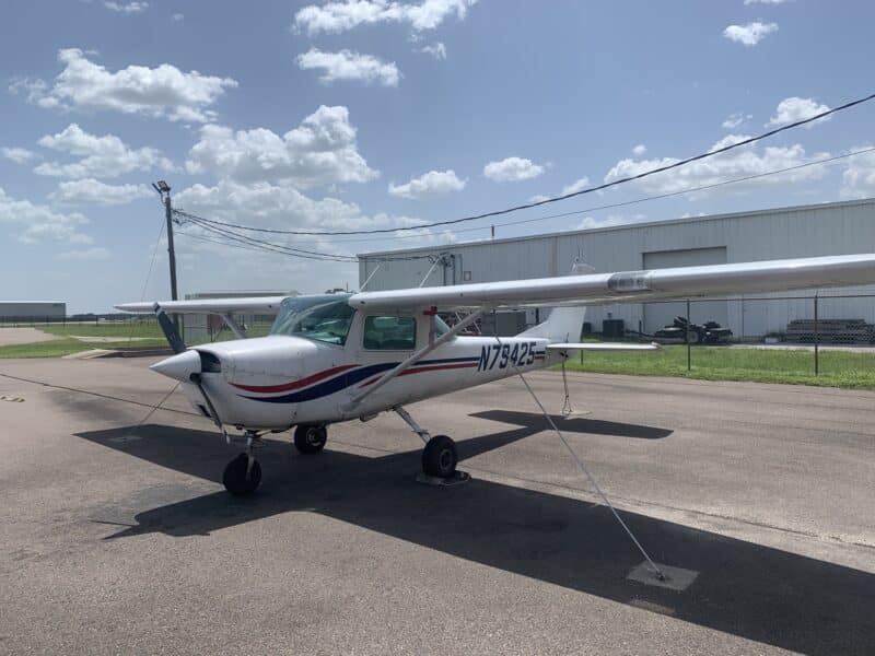 Legends Aviation Cessna 150 timebuilder (N79425) parked on the flight line at Lakeland Linder Airport