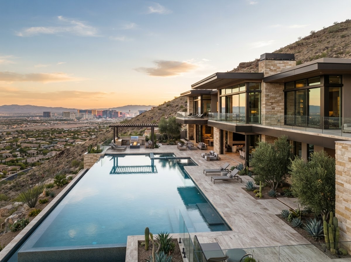 Luxury hillside custom home design in MacDonald Highlands, Las Vegas