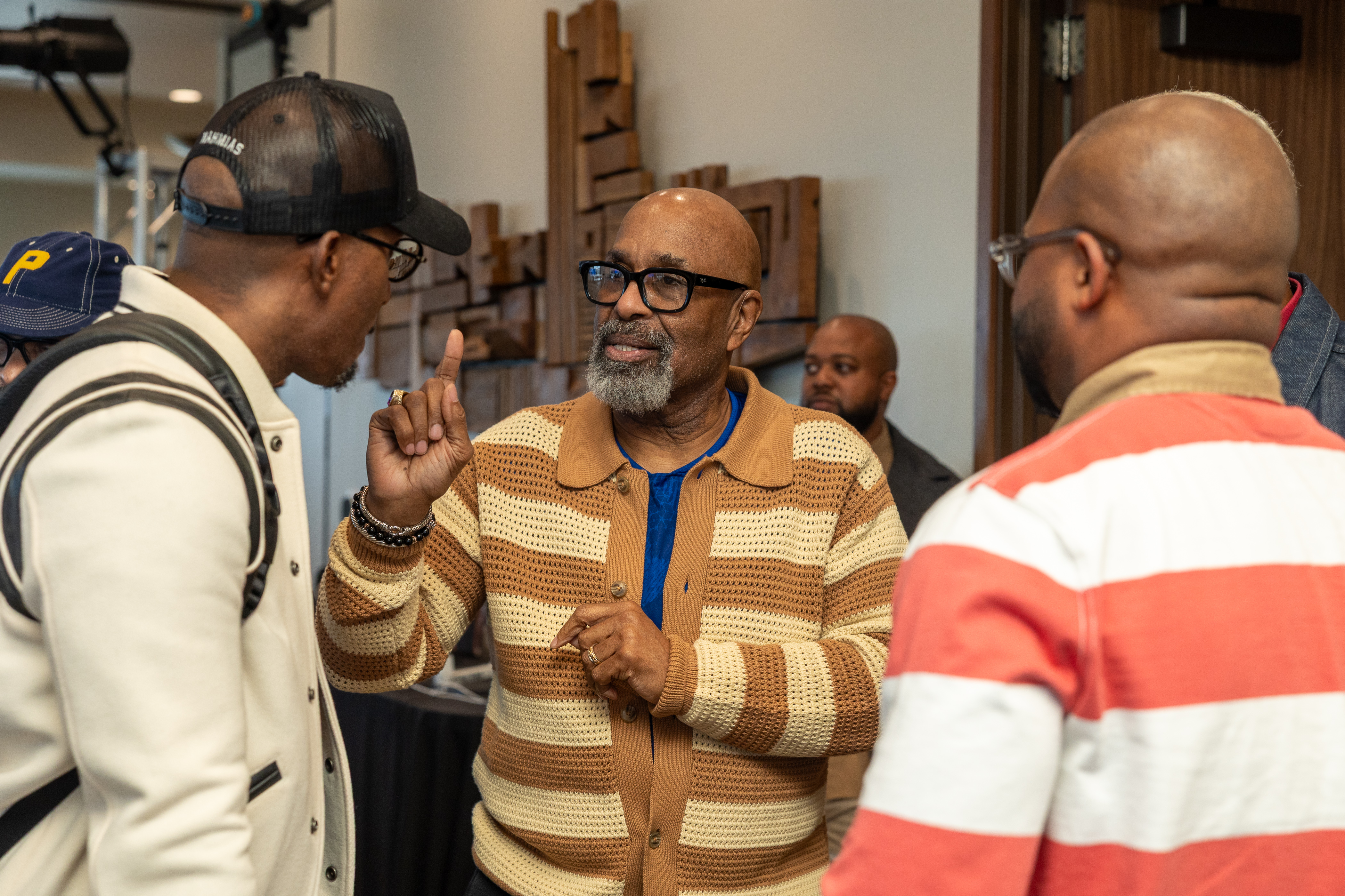 Bishop Walter S. Thomas, Sr. in 1-on-1 hallway counsel with a senior pastor