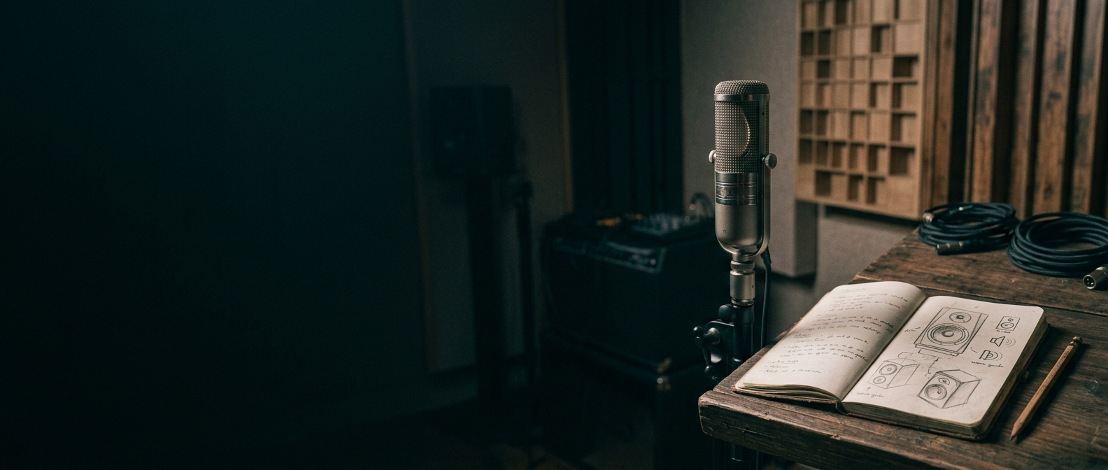 Studio microphone and acoustic engineering notebooks