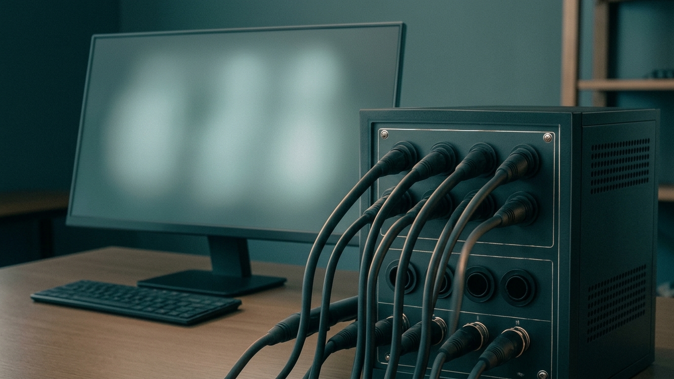 Clean balanced audio cabling connected to rack panel