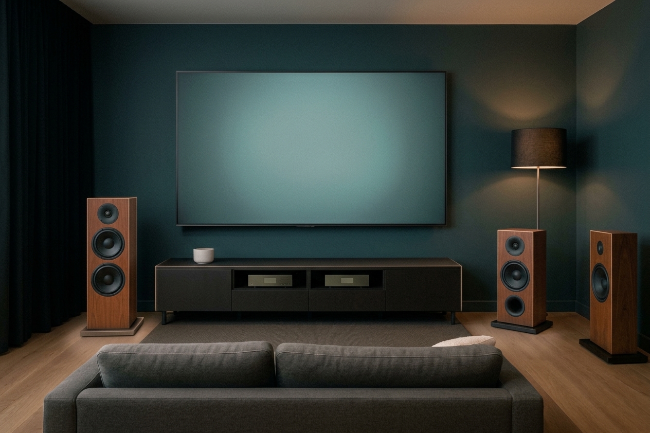 Precision audio equipment rack setup and amplifier components