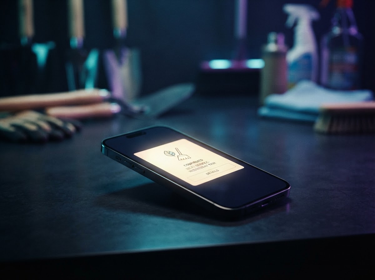 A phone lighting up with a new parent enquiry for a tutoring business
