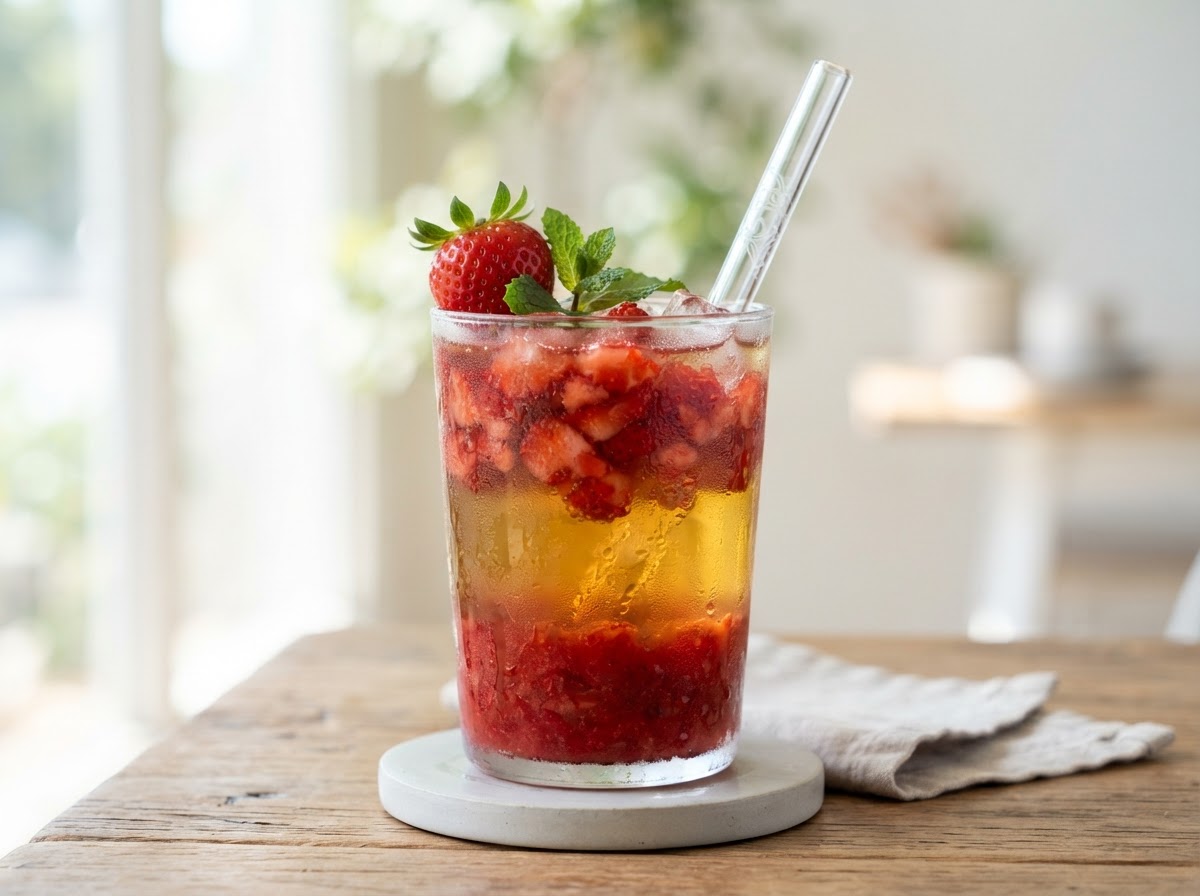 Strawberry Fruit Tea from Bàng Bàng Chicken St. Peters — Boba & Fruit Teas