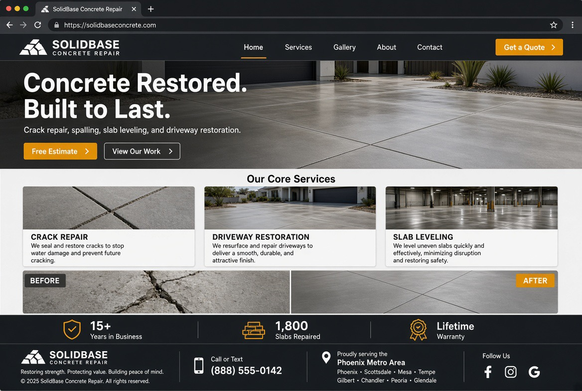 Demo website for Concrete Repair