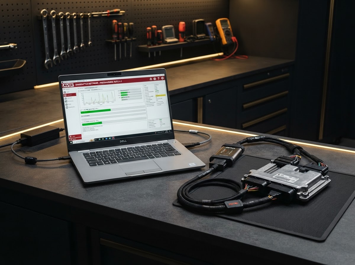Remote vehicle programming from a diagnostic laptop station