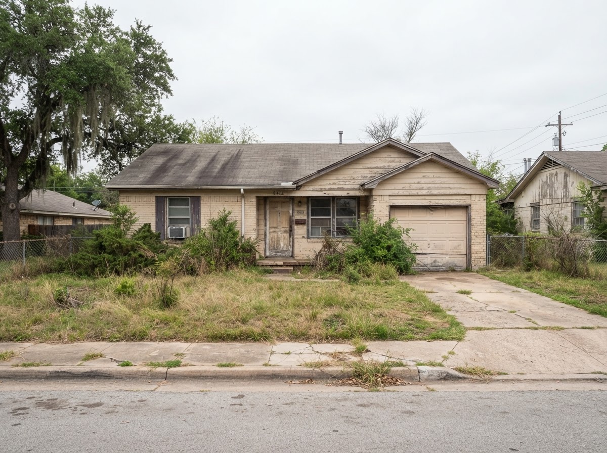 A distressed home in need of repairs that we buy as-is
