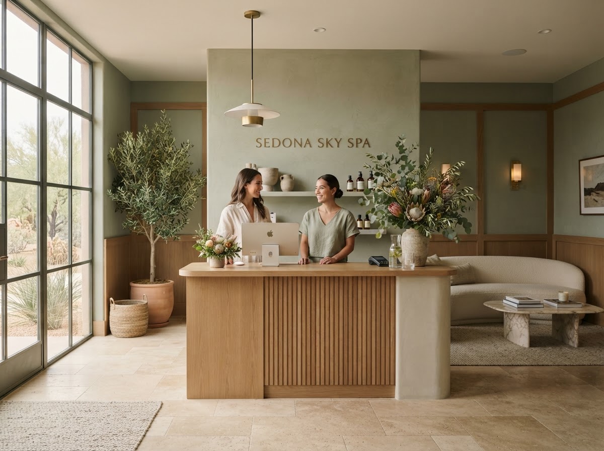 The welcoming reception area at ORÉLIA
