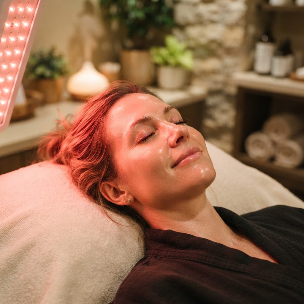 Red light therapy session at ORÉLIA