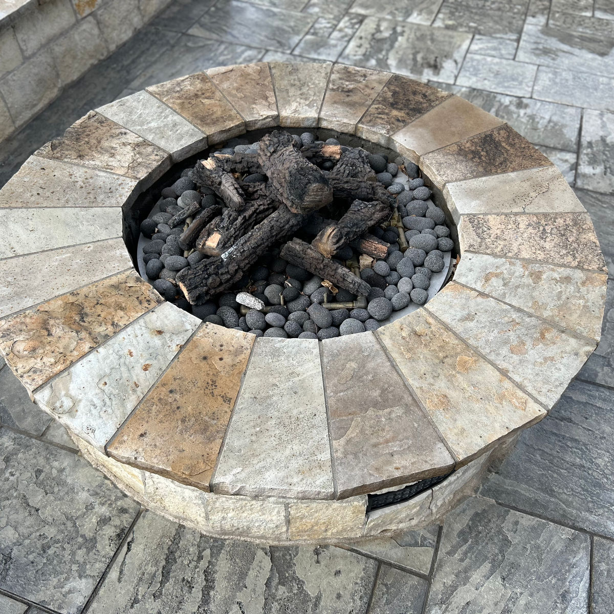 Seamless stone fireplace hearth