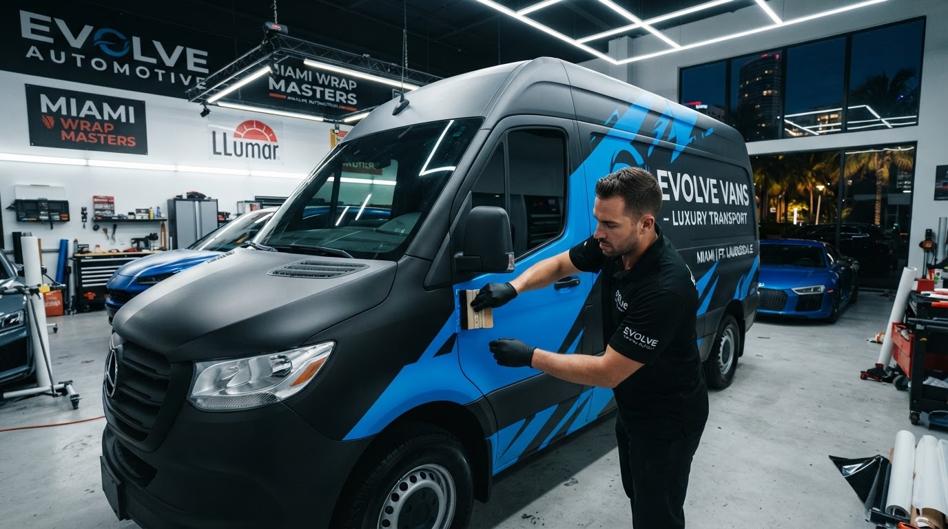 Commercial vehicle wrap installation by Specialized Wrapping Design in Miami FL