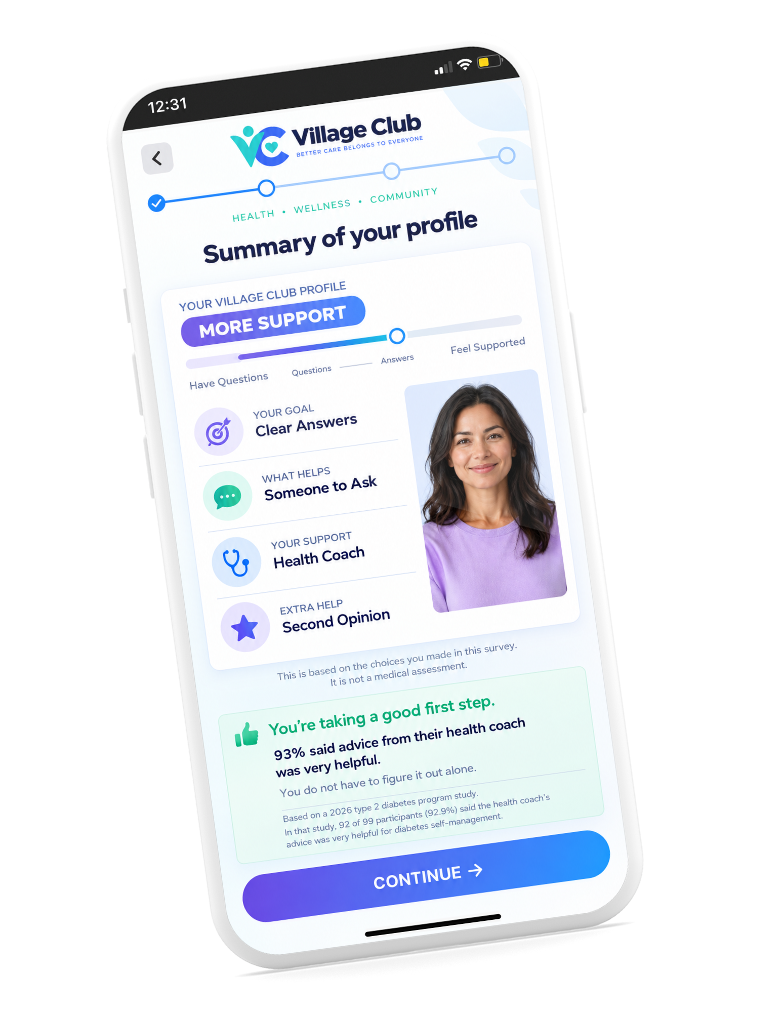 Personalized Village Club Plan preview on mobile device