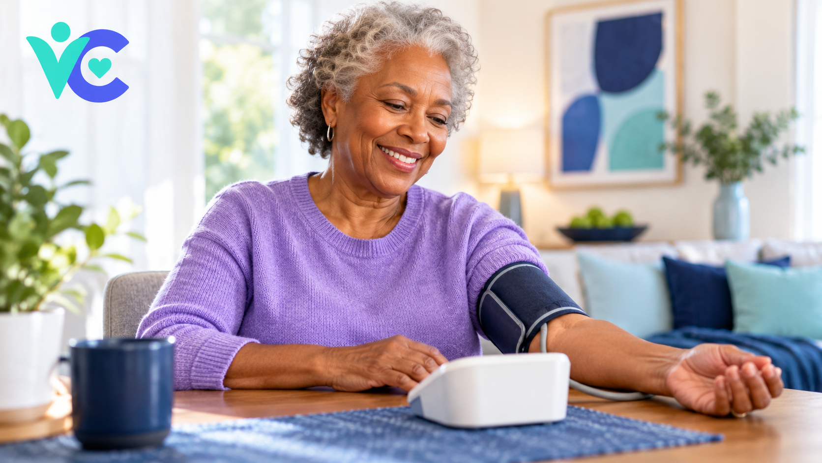 Member measuring blood pressure with home cuff