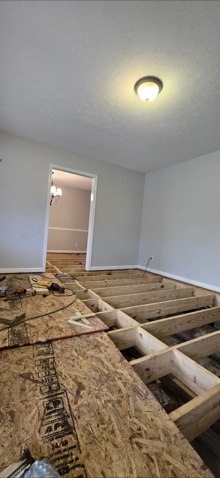 Subfloor structural joists replacement, OSB subfloor installation, and framing leveling by Quality Painting & Home Repairs in Cedartown GA