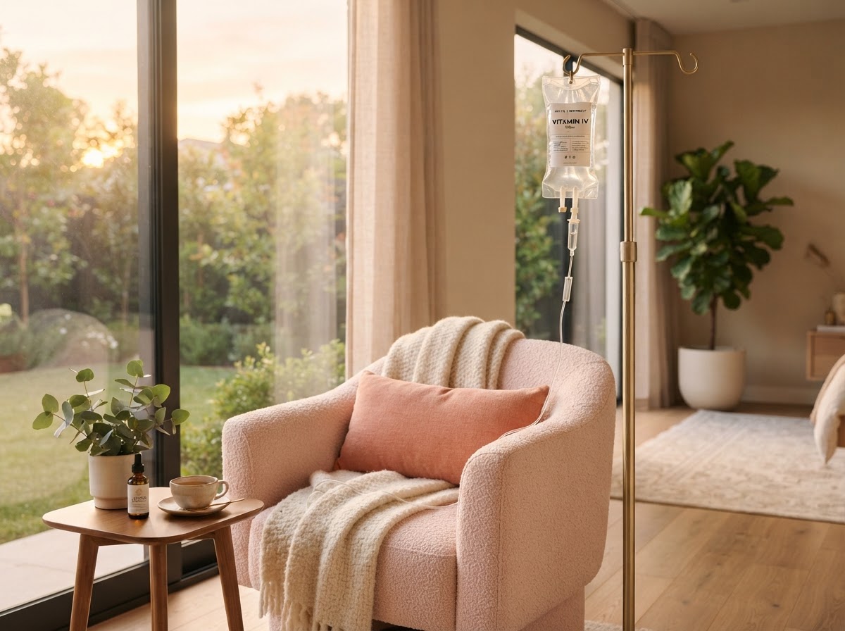 Luxury in-home IV therapy wellness setup