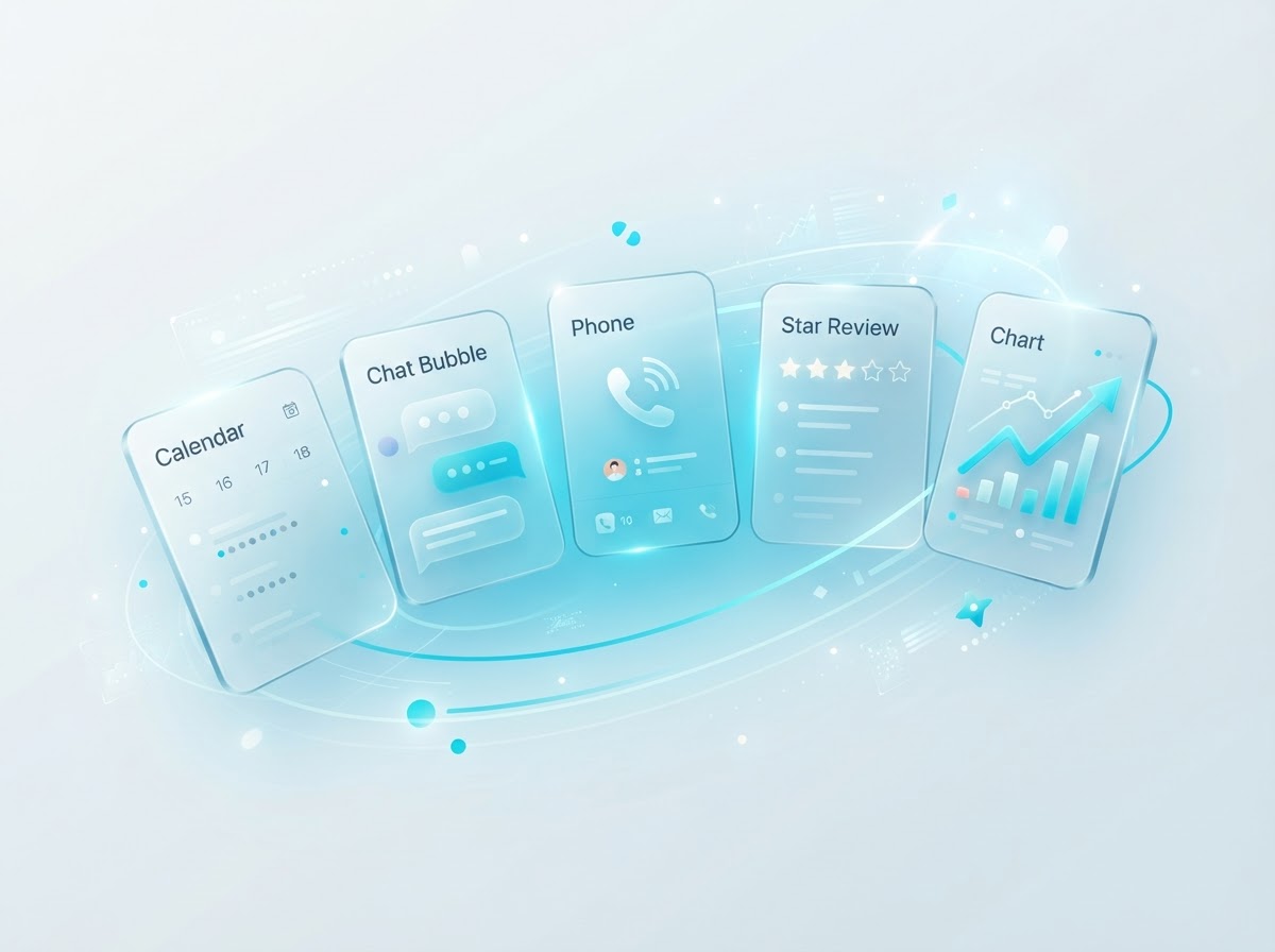 EmpowerSuite AI handling calendar, chat, calls, reviews and reports in the background